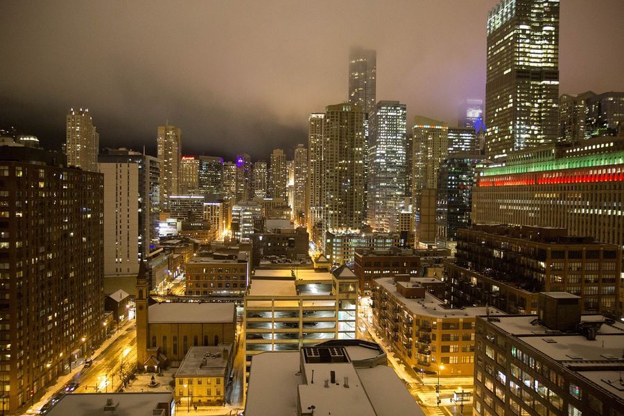 Chicago Skyline Night View Photograph Print 100% Australian Made