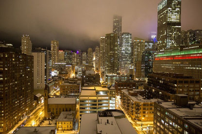 Chicago Skyline Night View Photograph Print 100% Australian Made