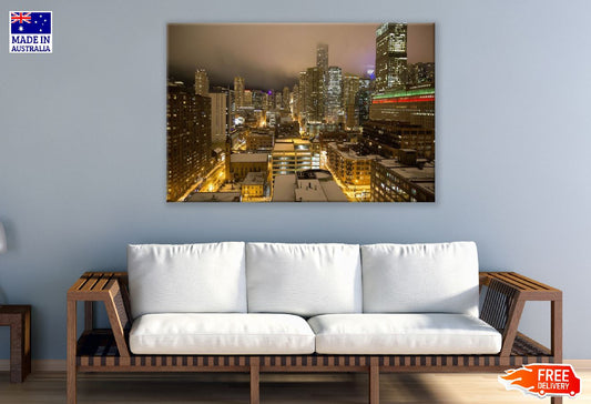 Chicago Skyline Night View Photograph Print 100% Australian Made