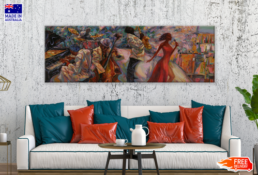 Panoramic Canvas Jazz Club Graffiti Painting High Quality 100% Australian made wall Canvas Print ready to hang