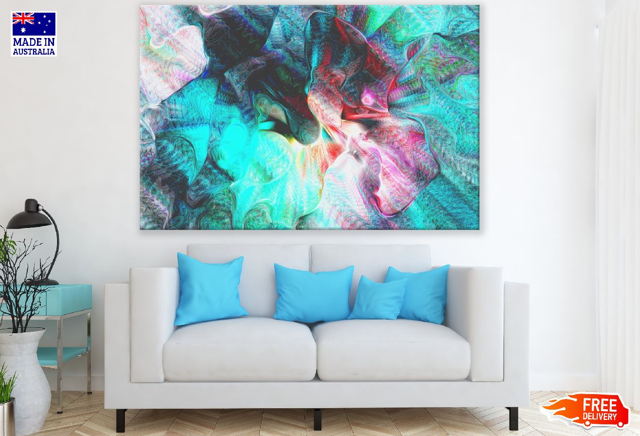 Blue Pink & Black Abstract Design Print 100% Australian Made