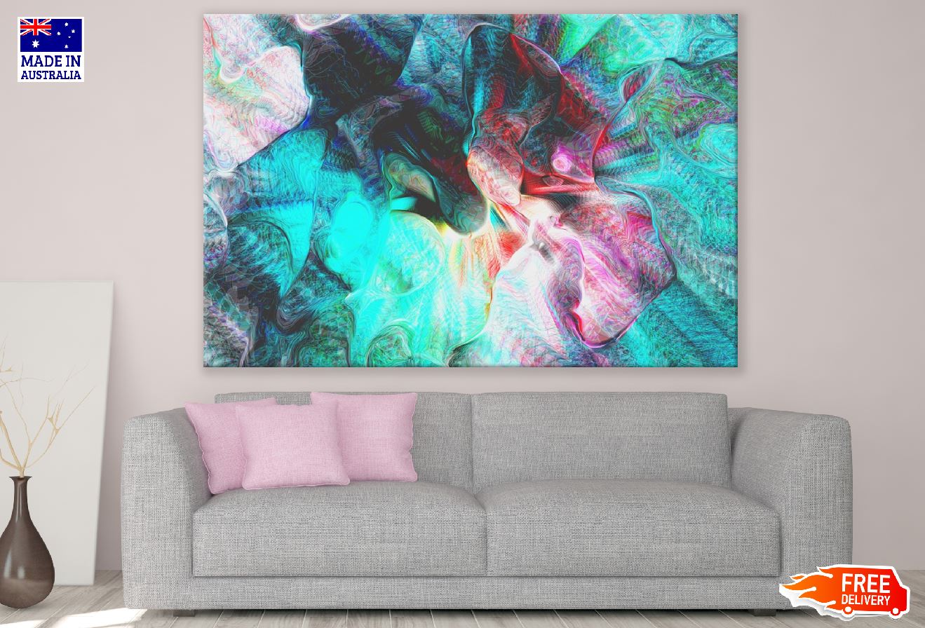 Blue Pink & Black Abstract Design Print 100% Australian Made