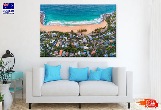 Resort Town & Sea Aerial View Photograph Print 100% Australian Made