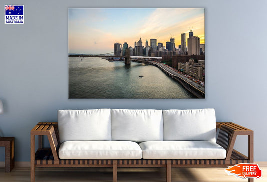Brooklyn Bridge & New York City, Sunset Photograph Print 100% Australian Made