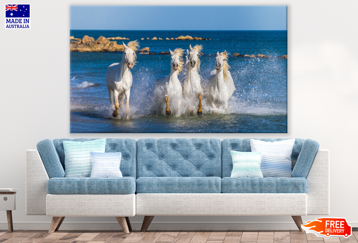 Horses Running in Sea Shore Print 100% Australian Made