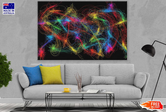 Red Yellow & Blue Digital Lines Abstract Design Print 100% Australian Made