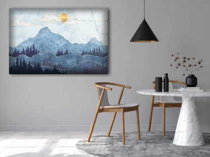 Mountain Vector Design Acrylic Glass Print Tempered Glass Wall Art 100% Made in Australia Ready to Hang