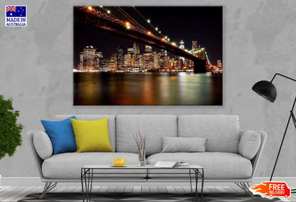 Brooklyn Bridge & New York City, Night View Photograph Print 100% Australian Made