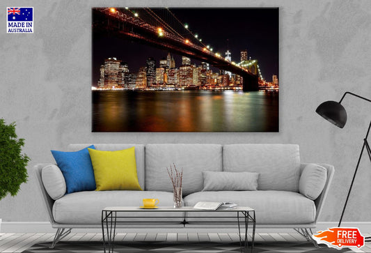 Brooklyn Bridge & New York City, Night View Photograph Print 100% Australian Made