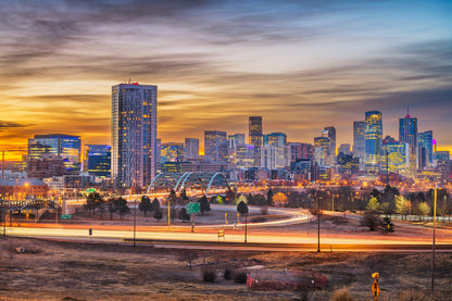 Denver City Sunset View Photograph, Colorado, USA Print 100% Australian Made