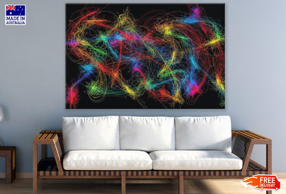Red Yellow & Blue Digital Lines Abstract Design Print 100% Australian Made