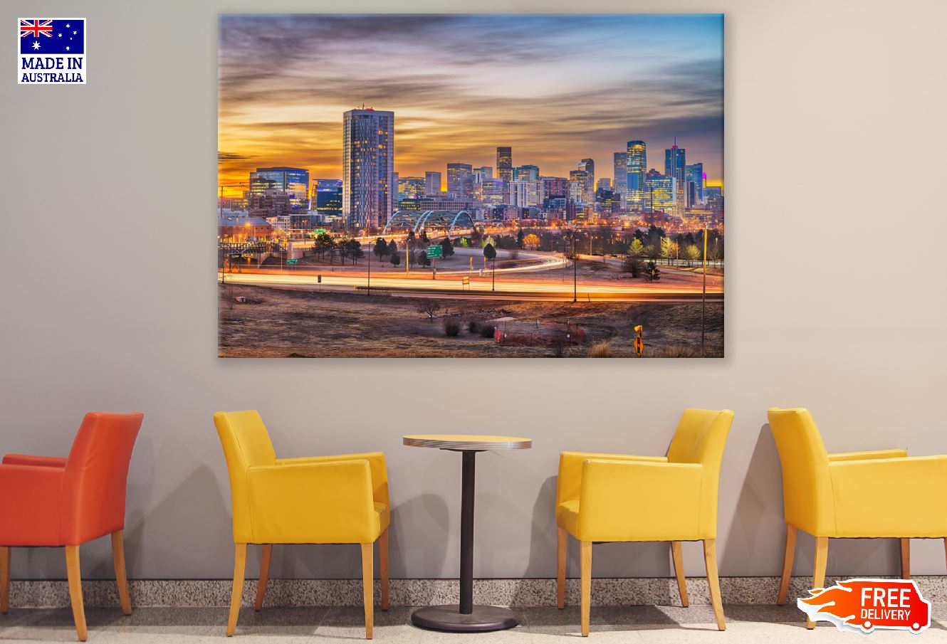 Denver City Sunset View Photograph, Colorado, USA Print 100% Australian Made