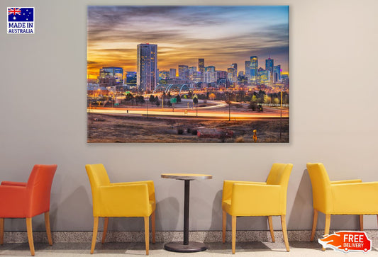 Denver City Sunset View Photograph, Colorado, USA Print 100% Australian Made