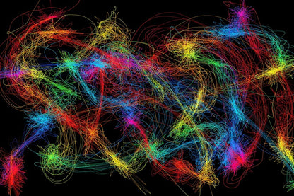 Red Yellow & Blue Digital Lines Abstract Design Print 100% Australian Made