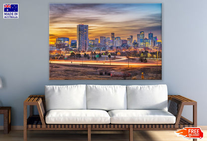 Denver City Sunset View Photograph, Colorado, USA Print 100% Australian Made