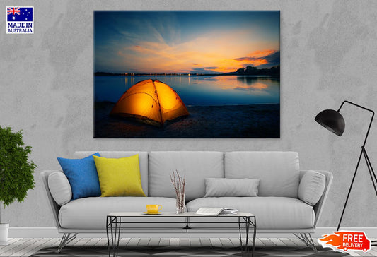 Orange Tent & Beach Night View Photograph Print 100% Australian Made