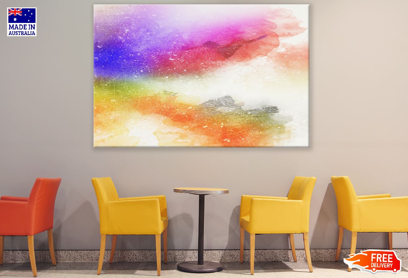 Red Orange & Blue Abstract Design Print 100% Australian Made
