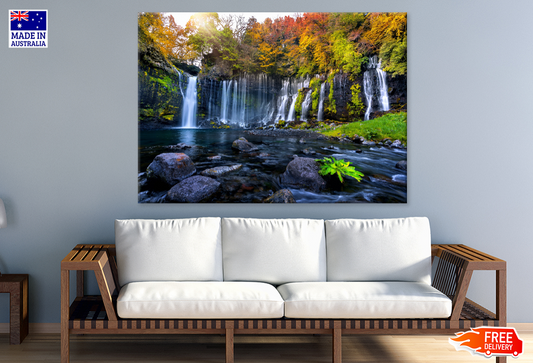 Water Fall & Nature Trees View Photograph Print 100% Australian Made