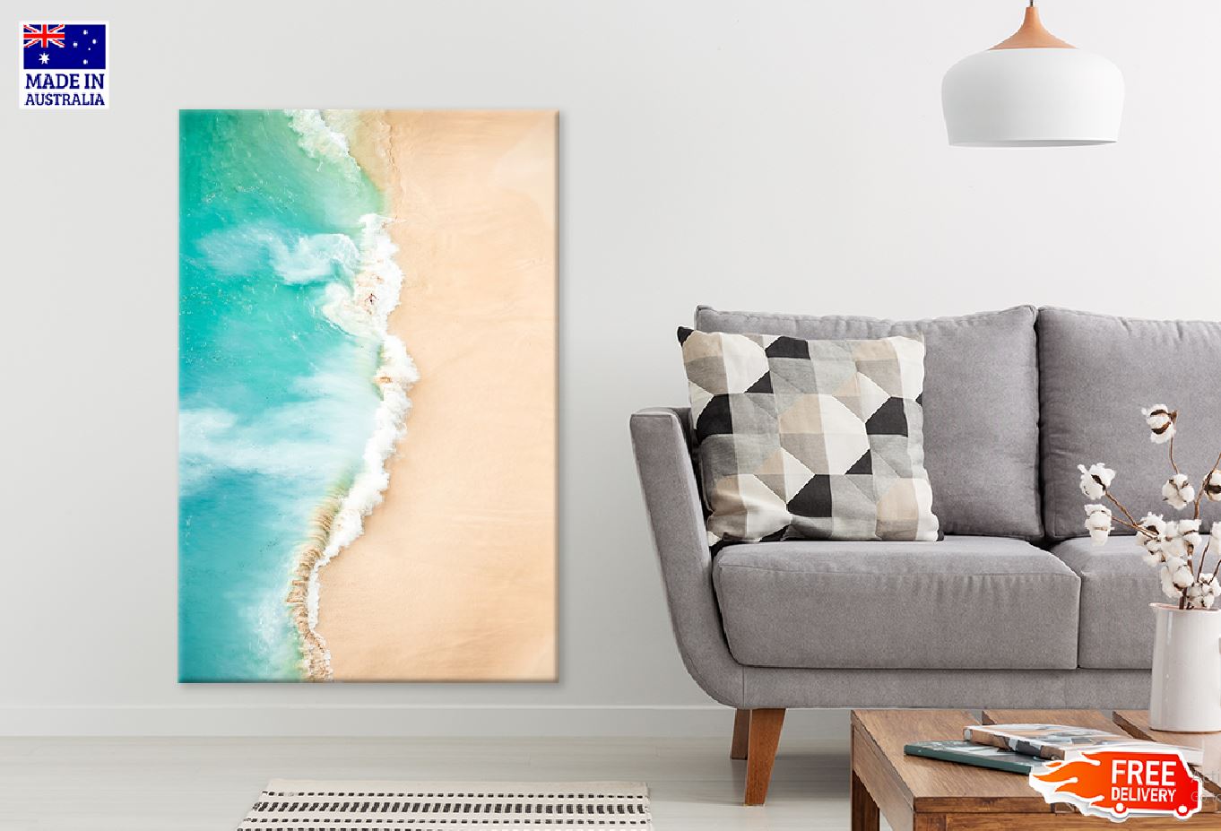 Kelingking Beach Waves on Sand Photograph Print 100% Australian Made
