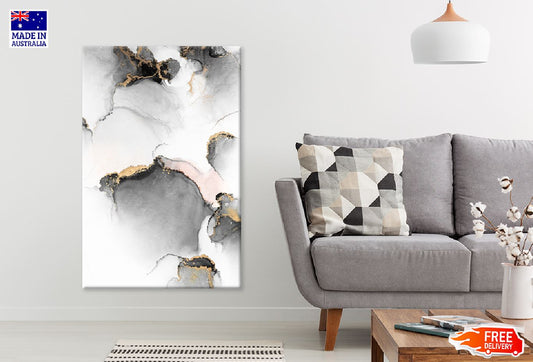 Black & Gold Marble Liquid Ink Abstract Design Print 100% Australian Made