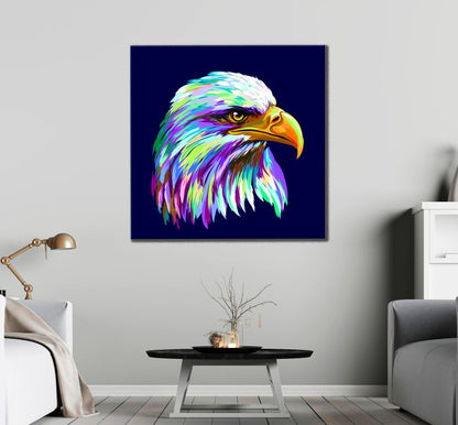 Square Canvas Colourful Eagle Face Abstract Design High Quality Print 100% Australian Made