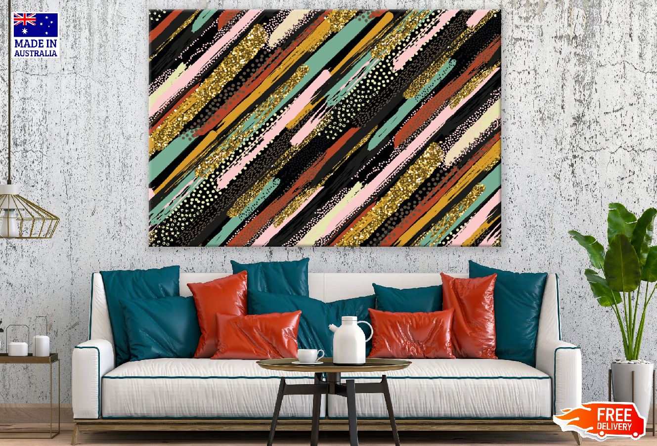 Colorful Lines Abstract Design Print 100% Australian Made