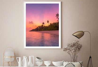 Calm Sea with Orange Sunset View Photograph Home Decor Premium Quality Poster Print Choose Your Sizes