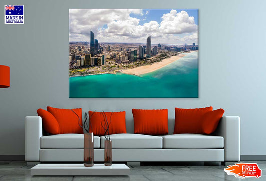 Aerial View Abu Dhabi City & Sea Photograph Print 100% Australian Made