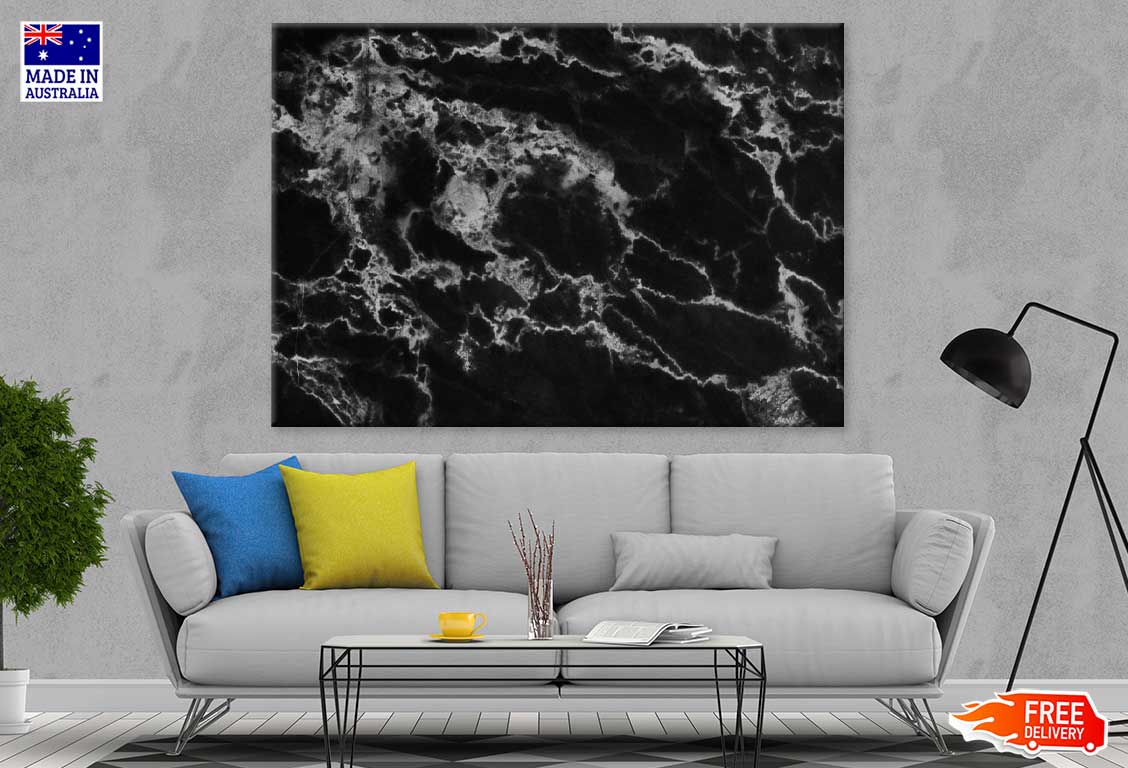 Black Marble Pattern Abstract Design Print 100% Australian Made