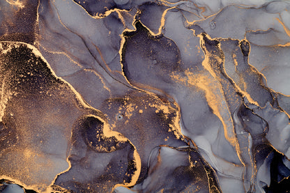 Black Grey & Gold Fluid Abstract Design Print 100% Australian Made