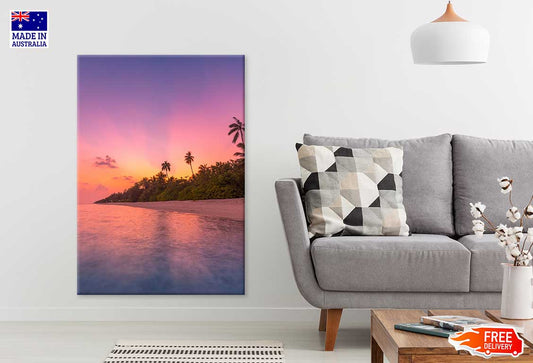 Calm Sea with Orange Sunset View Photograph Print 100% Australian Made