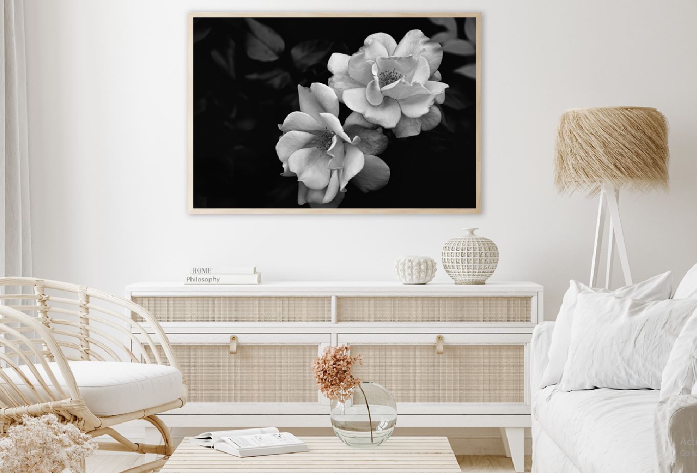 Blossom Flowers Closeup B&W View Photograph Home Decor Premium Quality Poster Print Choose Your Sizes