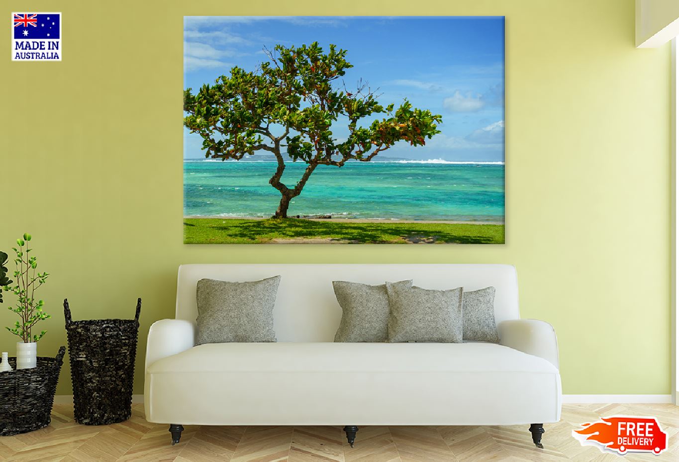 Alone Tree Near Sea Photograph in Okinawa Print 100% Australian Made