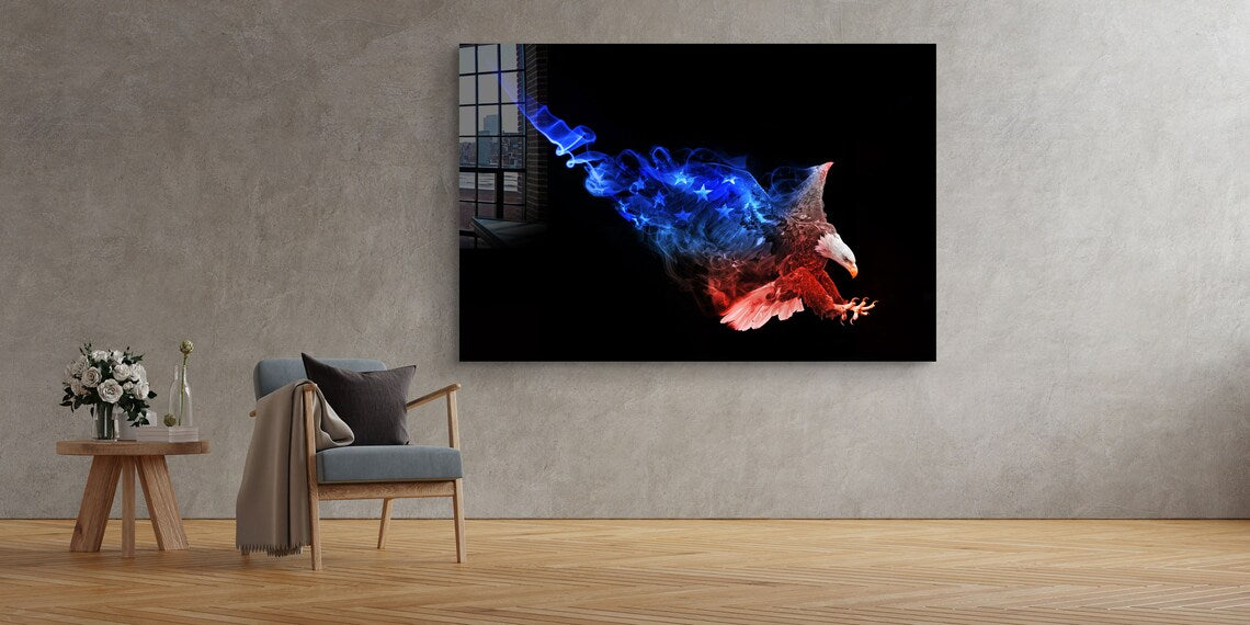 American Eagle Abstract Print Tempered Glass Wall Art 100% Made in Australia Ready to Hang