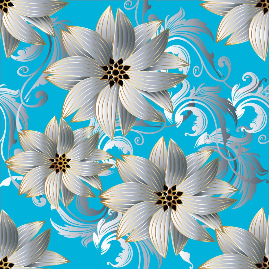 Square Canvas White Flowers on Blue Design High Quality Print 100% Australian Made