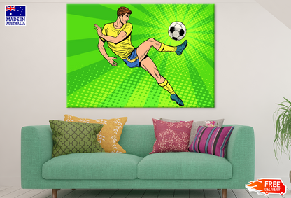 Foot Ball Player Illustration Print 100% Australian Made