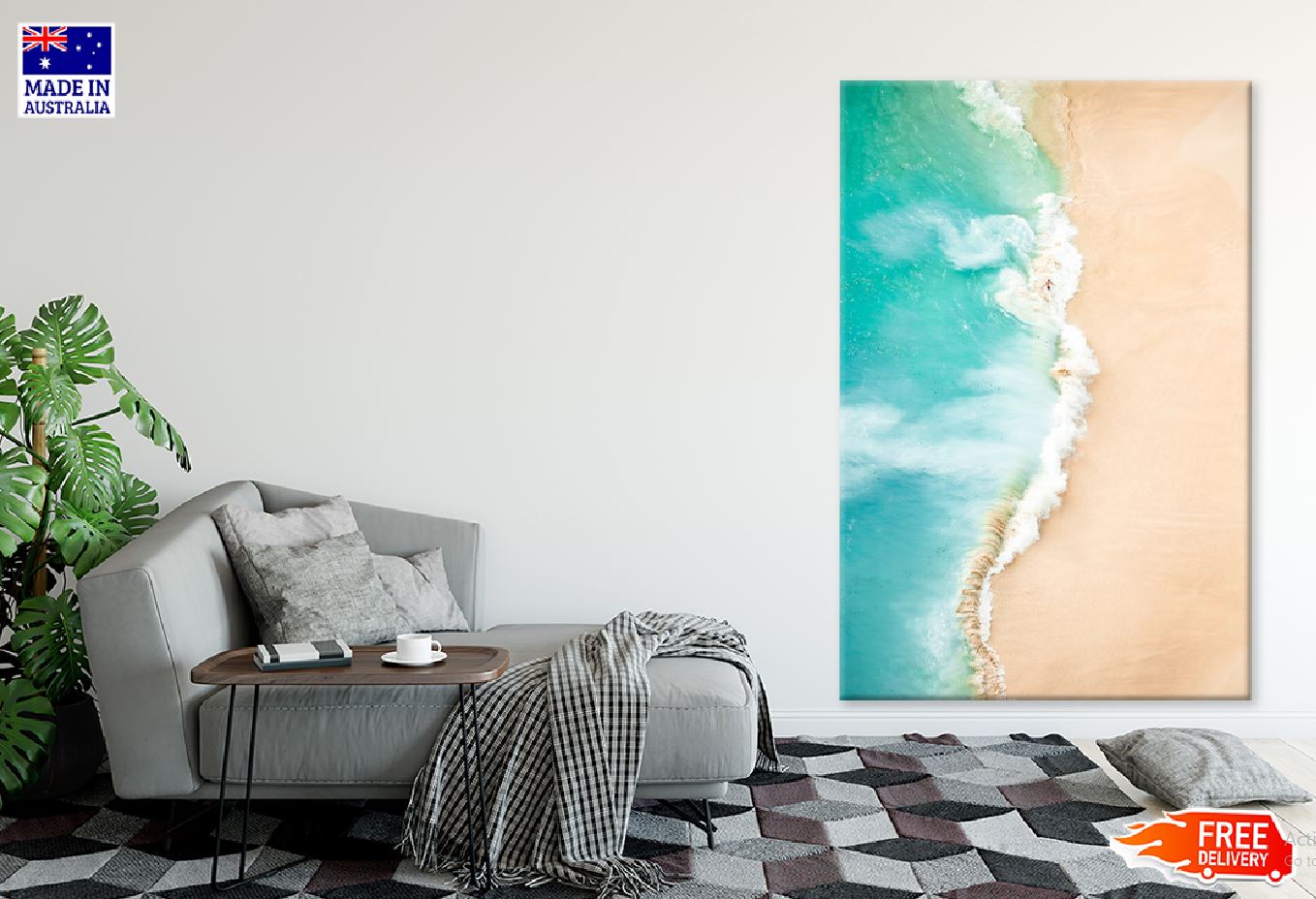 Kelingking Beach Waves on Sand Photograph Print 100% Australian Made