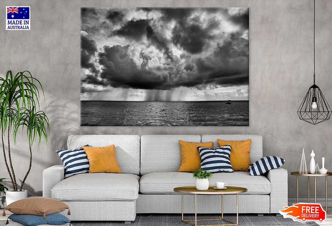 Ocean with Dark Clouds B&W View Photograph Print 100% Australian Made