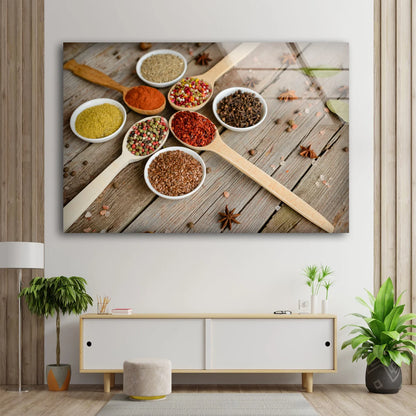 Spices on Spoons Photograph Acrylic Glass Print Tempered Glass Wall Art 100% Made in Australia Ready to Hang