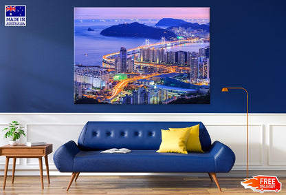 Gwangan Daegyo Bridge Busan City Photograph Print 100% Australian Made