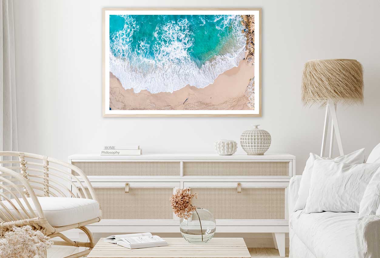 Sea Waves on Seashore Aerial View Photograph Home Decor Premium Quality Poster Print Choose Your Sizes
