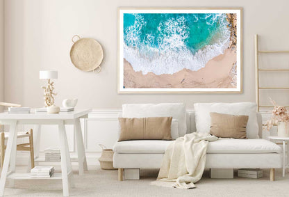 Sea Waves on Seashore Aerial View Photograph Home Decor Premium Quality Poster Print Choose Your Sizes