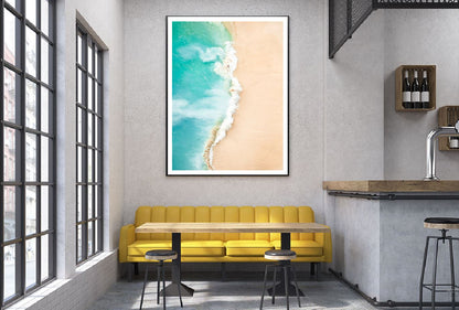 Kelingking Beach Waves on Sand Aerial View Home Decor Premium Quality Poster Print Choose Your Sizes
