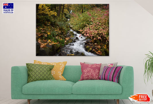 Waterfall Cascading in Forest Photograph Print 100% Australian Made