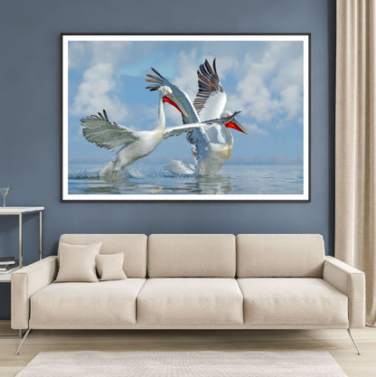 Cranes on Water Close Photograph Home Decor Premium Quality Poster Print Choose Your Sizes
