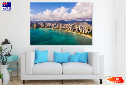 City & Sea Sky Scenery View Photograph Print 100% Australian Made