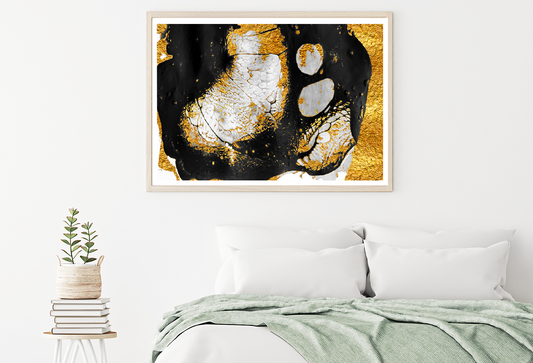 Black & White & Gold Abstract Design Home Decor Premium Quality Poster Print Choose Your Sizes