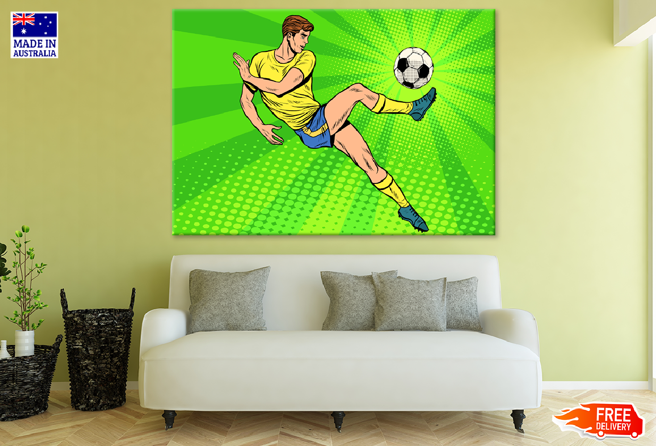 Foot Ball Player Illustration Print 100% Australian Made