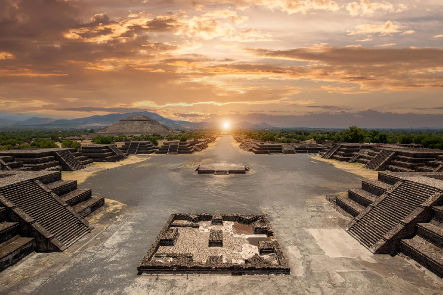 Teotihuacan Pyramids Sunset View Photograph Print 100% Australian Made