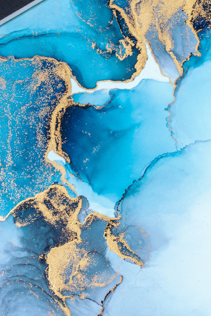Blue & Gold Marble Abstract Design Home Decor Premium Quality Poster Print Choose Your Sizes